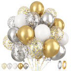 Paready Gold & Silver Latex Balloons – 60 Pcs 12" Confetti Set for Birthday, Wedding & Celebrations