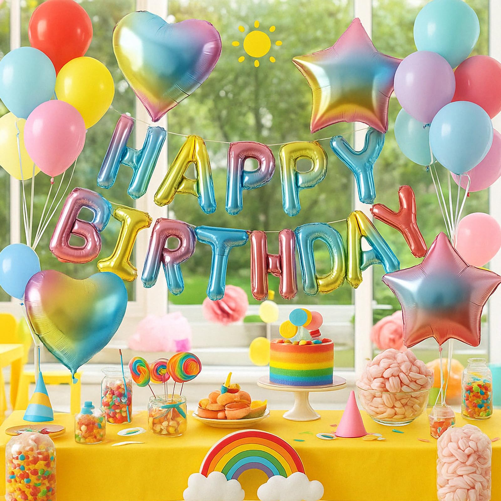 Paready 29pc Gradient Happy Birthday Balloon Banner Set – 16in + 18in Balloons