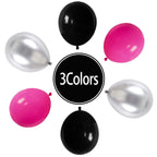 Paready Hot Pink & Black Balloons – 32 Latex Balloons with Ribbons for Parties