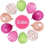 Paready Tropical Party Balloons – Green & Pink 60 Pcs 12 Inch Confetti & Rose Gold for Luau, Birthday, Baby Shower