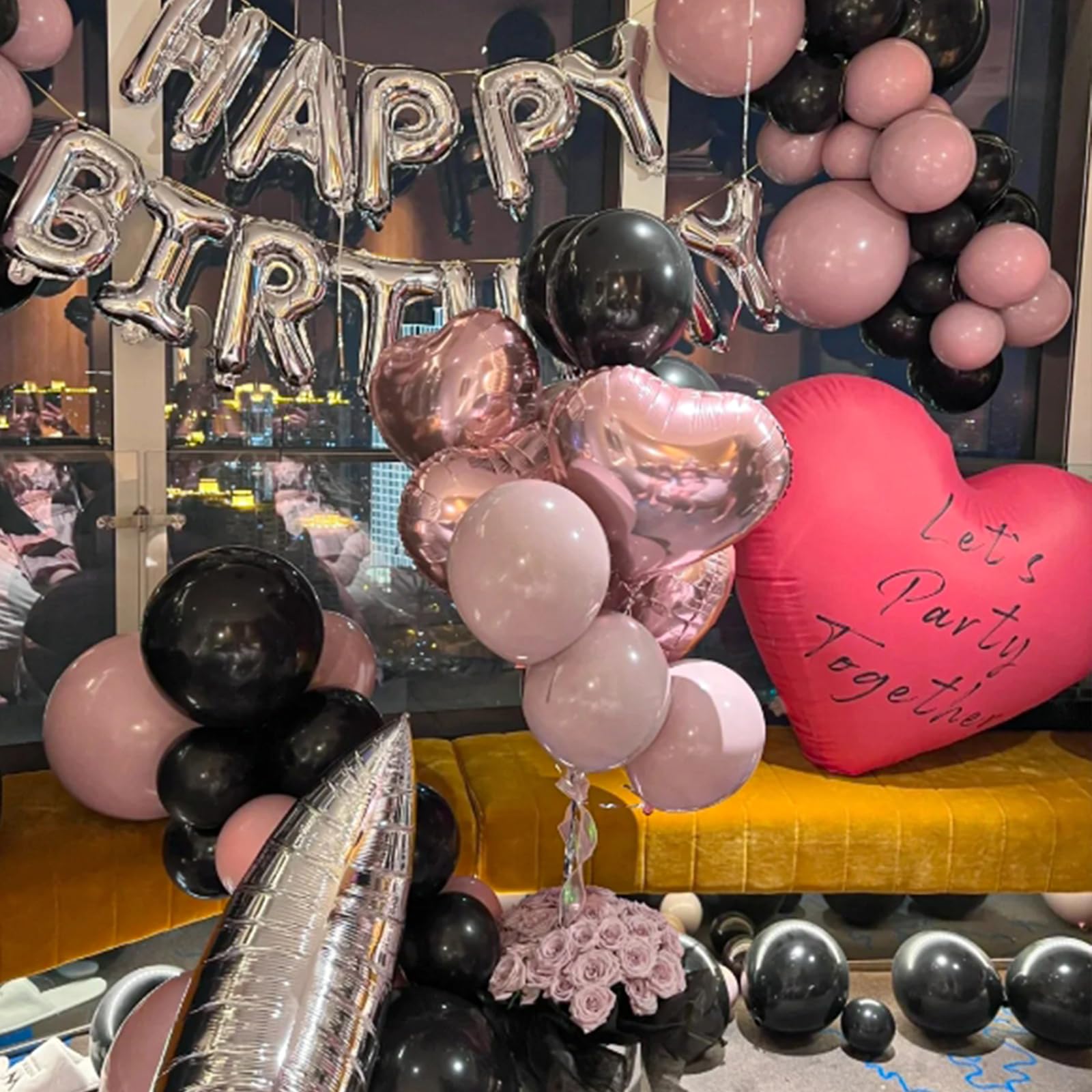 Paready Pink & Black Latex Balloons – 32 Pcs 12 Inch Set for Parties