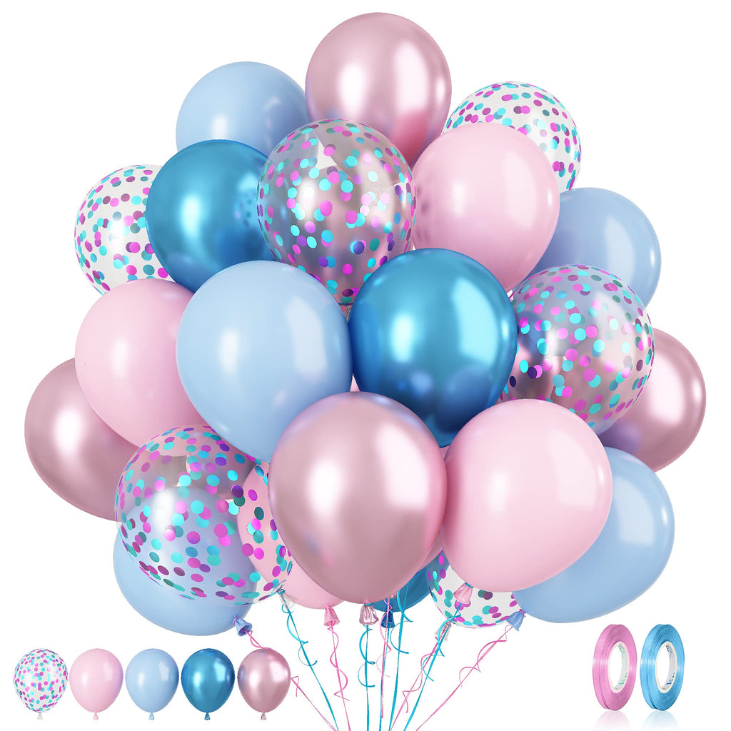 Paready Macaron Pink & Blue Balloons – 60 Pcs 12-Inch for Baby Showers, Gender Reveal & Celebrations