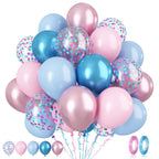 Paready Macaron Pink & Blue Balloons – 60 Pcs 12-Inch for Baby Showers, Gender Reveal & Celebrations