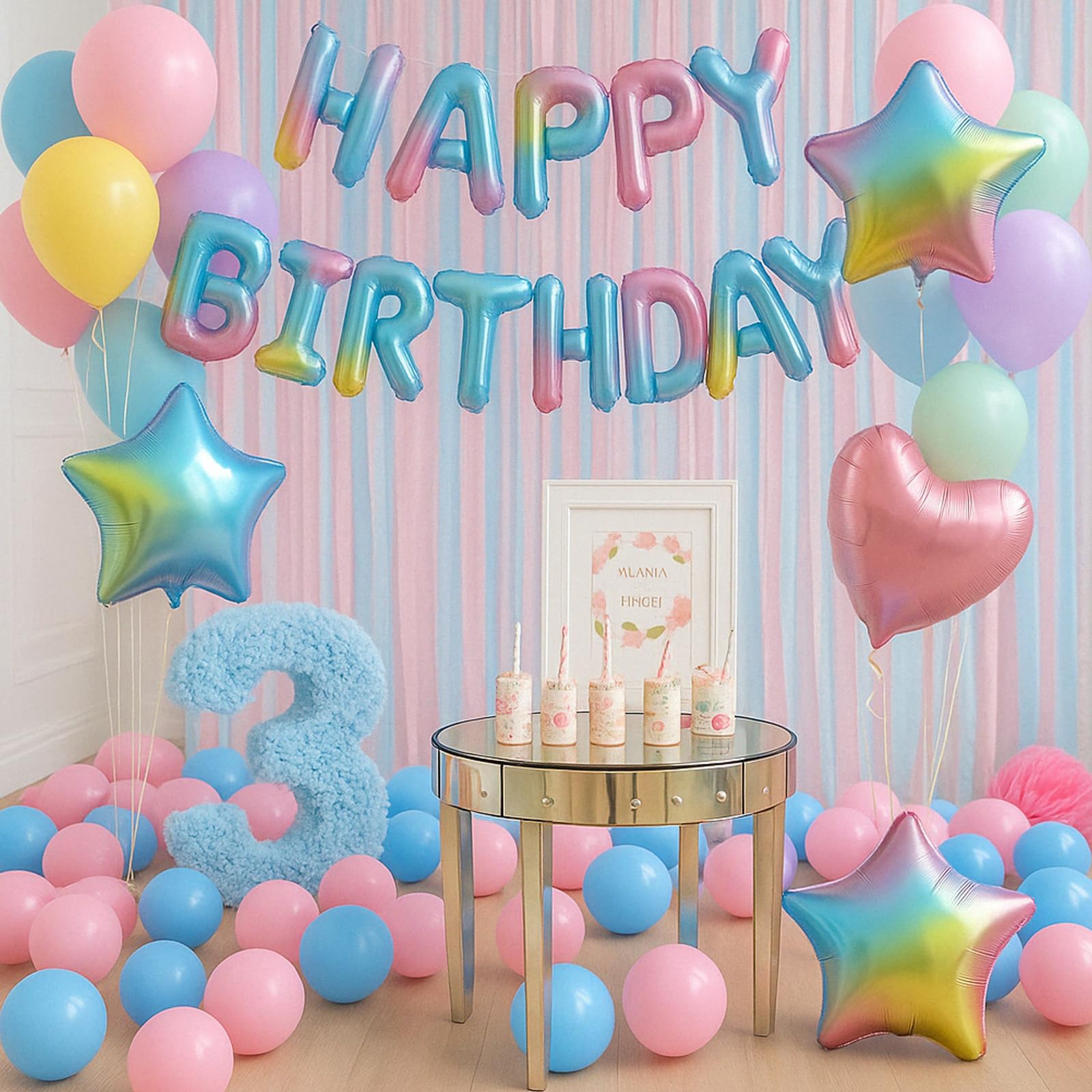 Paready 29pc Gradient Happy Birthday Balloon Banner Set – 16in + 18in Balloons