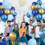 Paready Blue & Gold Confetti Balloons – 60 Pcs, 12in Navy & Metallic Gold Latex Party Decor