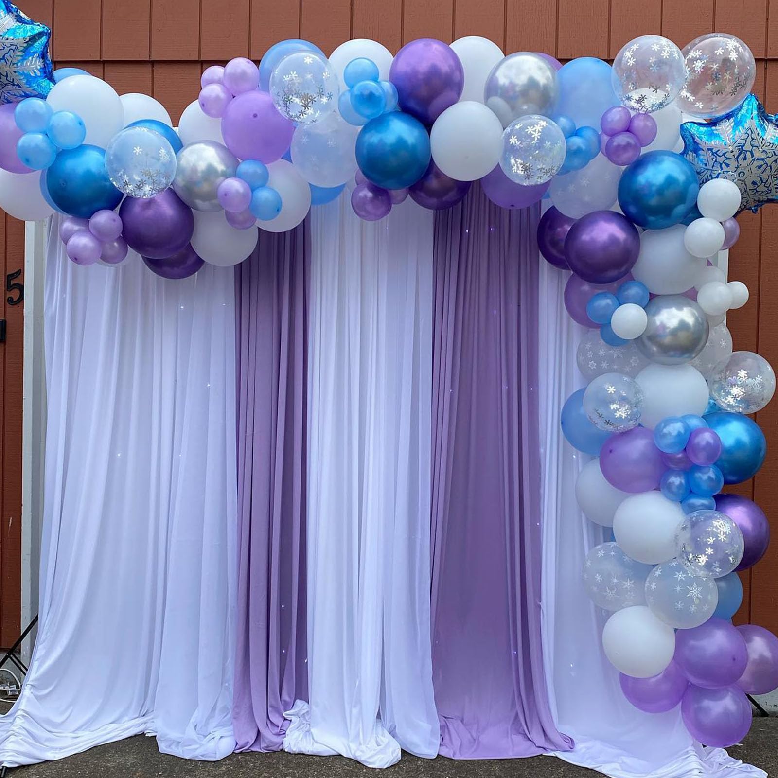 Paready Frozen Balloons - 60 Pcs 12 Inch Purple and Blue with Snow Confetti for Frozen Theme Parties