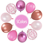 Paready Pink Confetti Balloons – 60 Pcs, 12in, Metallic Red, Rose Gold & Pink for Party Decor