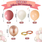 Paready Dusty Pink Latex Balloons – 60 Pcs, 12 Inch Nude, Dusty Pink, Sand White & Champagne Gold for Weddings & Parties
