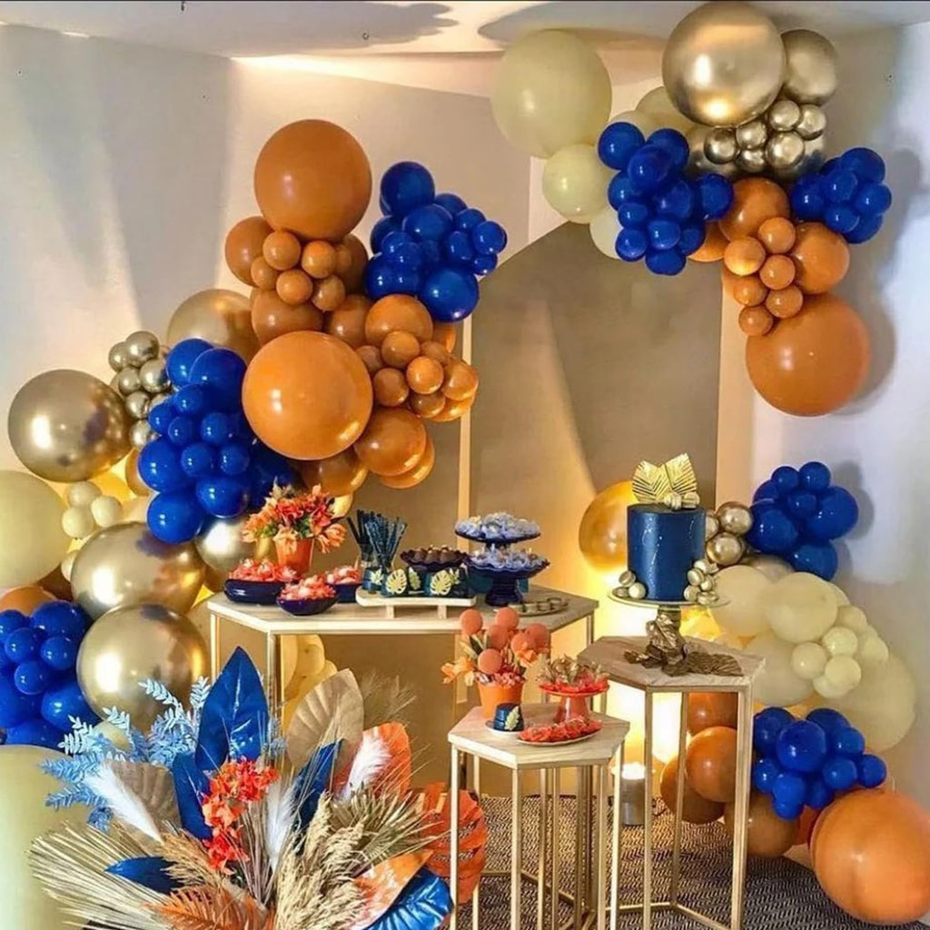 Paready 32-Piece Blue and Orange Balloons with Ribbons – Latex Balloons for Birthday Parties, Baby Showers, Weddings