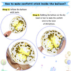 Paready Blue & Gold Confetti Balloons – 60 Pcs, 12in Navy & Metallic Gold Latex Party Decor