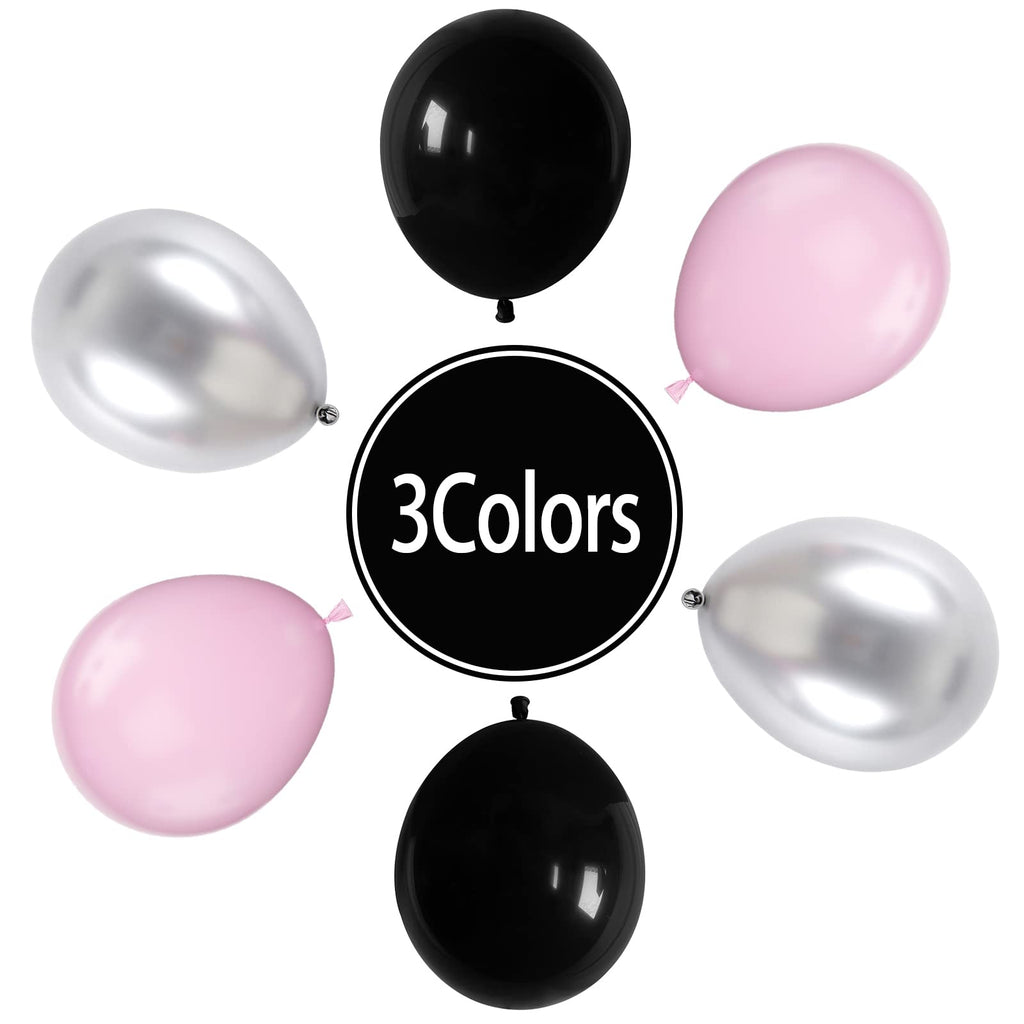 Paready Pink & Black Latex Balloons – 32 Pcs 12 Inch Set for Parties