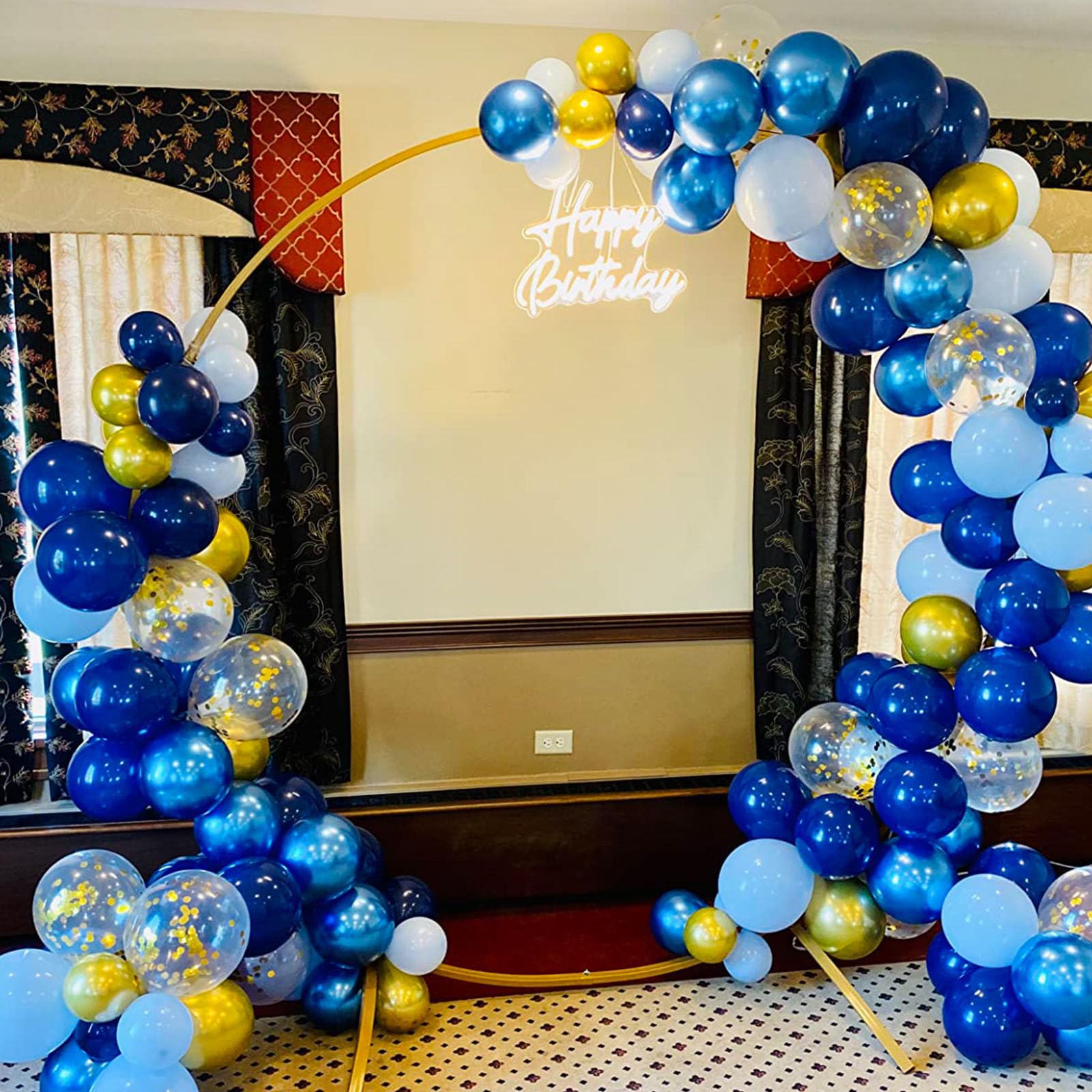 Paready Blue & Gold Confetti Balloons – 60 Pcs, 12in Navy & Metallic Gold Latex Party Decor