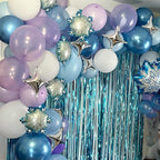 Paready Frozen Balloons - 60 Pcs 12 Inch Purple and Blue with Snow Confetti for Frozen Theme Parties