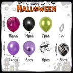 Paready Halloween Balloons Set – 60 Pcs Hot Pink, Black, Green & Purple Metallic Balloons with Bat Print