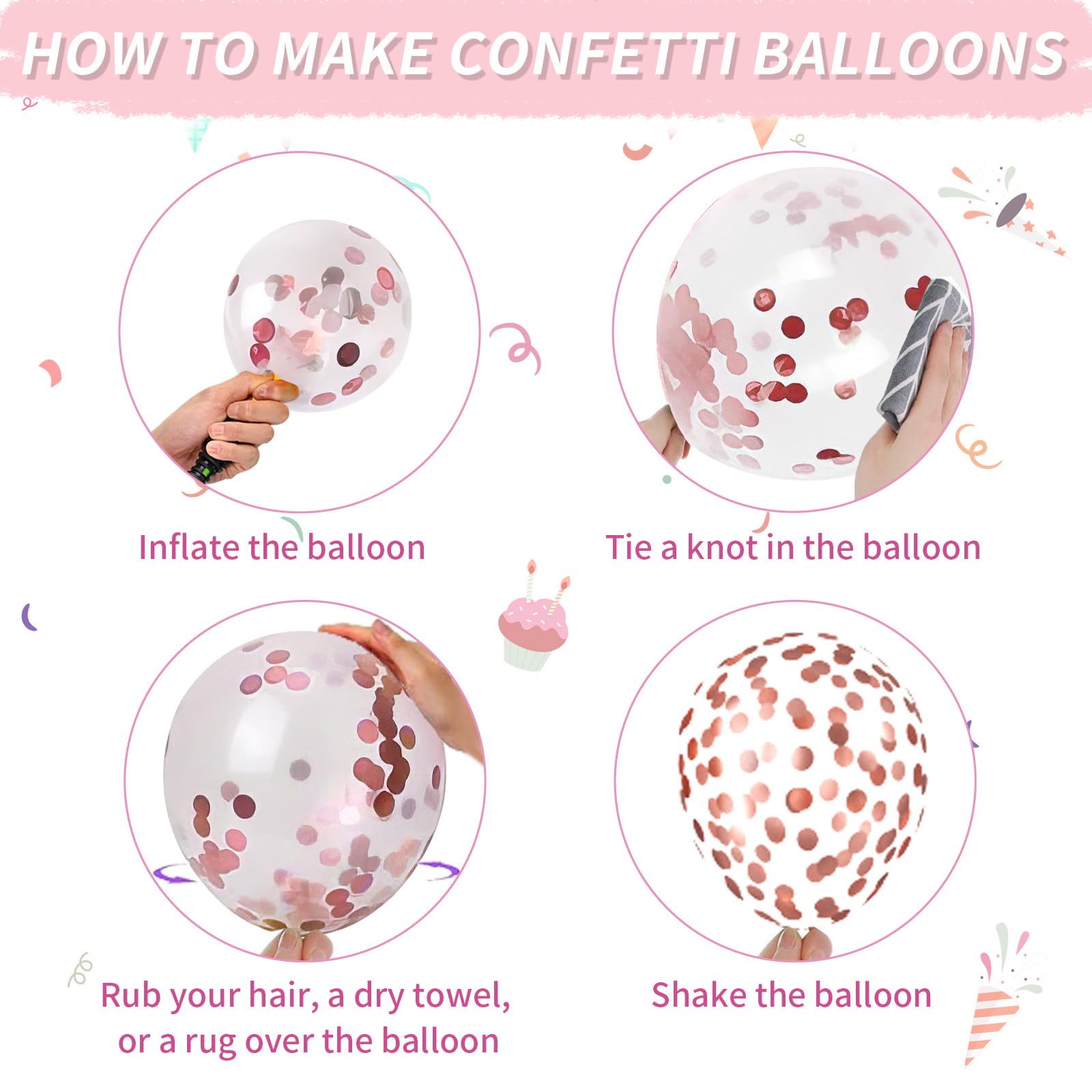 Paready Dusty Pink Boho Balloons Set – 36pc Confetti, Rose Gold & Ivory White
