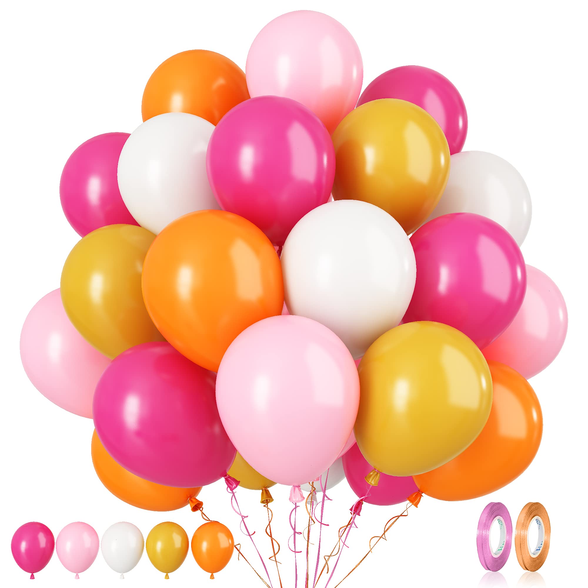 Paready Pink & Orange Latex Balloons – 62 Pcs, 12in Autumn Party Decor