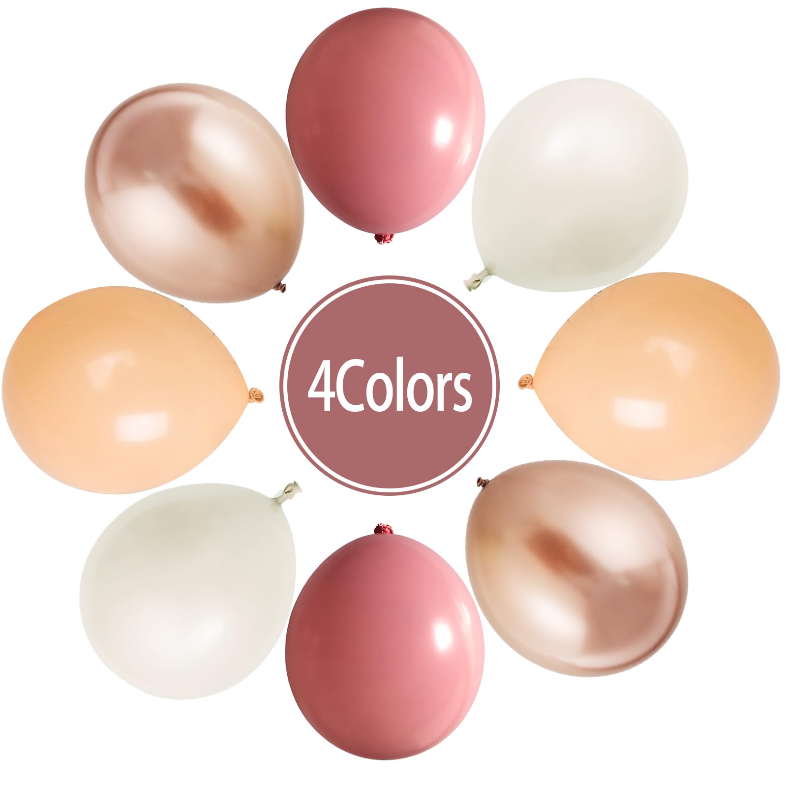 Paready Dusty Pink Latex Balloons – 60 Pcs, 12 Inch Nude, Dusty Pink, Sand White & Champagne Gold for Weddings & Parties