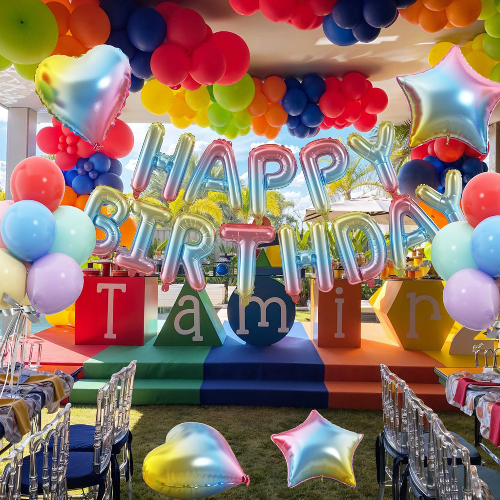 Paready 29pc Gradient Happy Birthday Balloon Banner Set – 16in + 18in Balloons