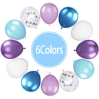 Paready Frozen Balloons - 60 Pcs 12 Inch Purple and Blue with Snow Confetti for Frozen Theme Parties