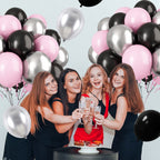 Paready Pink & Black Latex Balloons – 32 Pcs 12 Inch Set for Parties