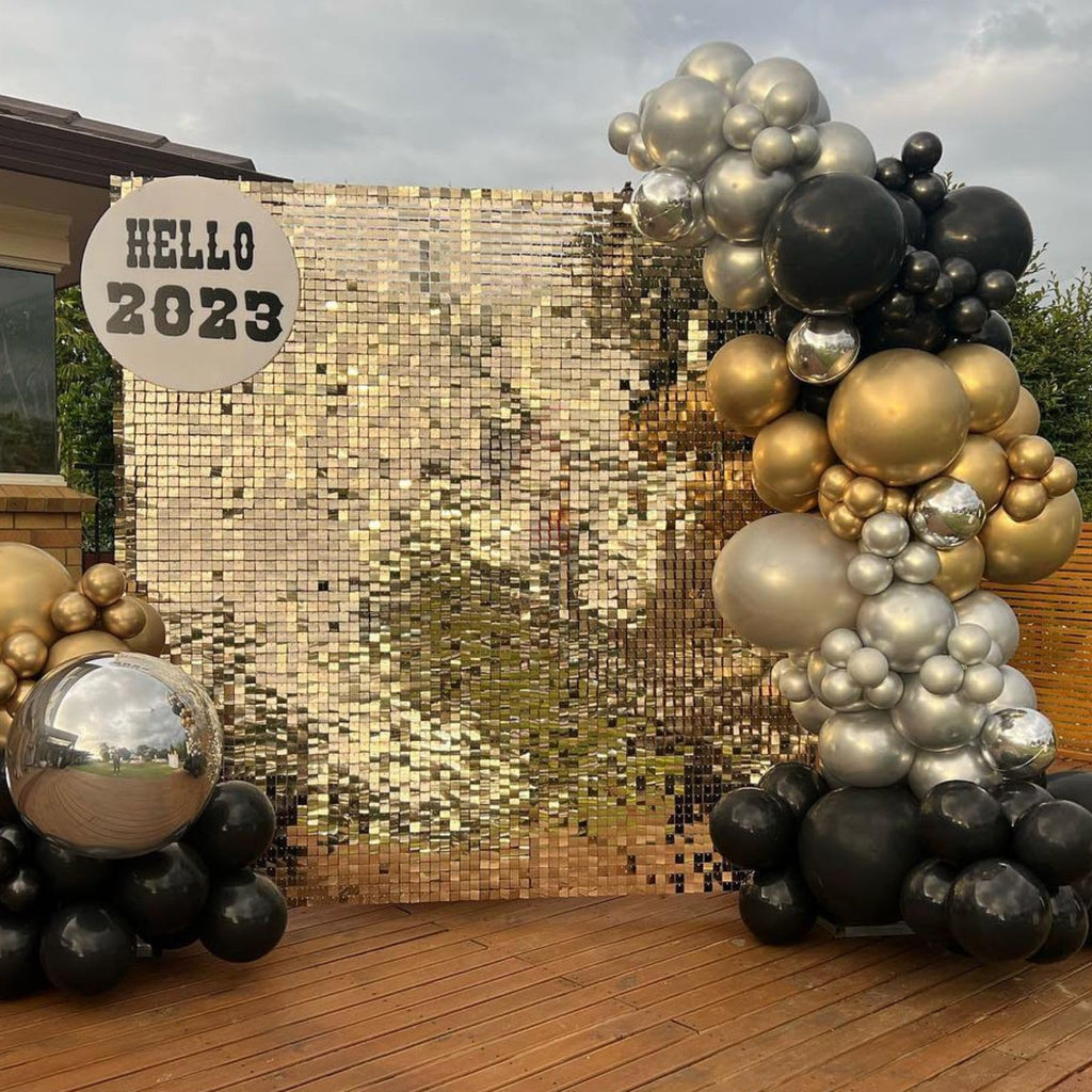 Paready Black and Gold Confetti Balloons – 60+2 Pcs 12in Latex Party Balloons with Ribbons
