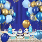 Paready Blue & Gold Confetti Balloons – 60 Pcs, 12in Navy & Metallic Gold Latex Party Decor