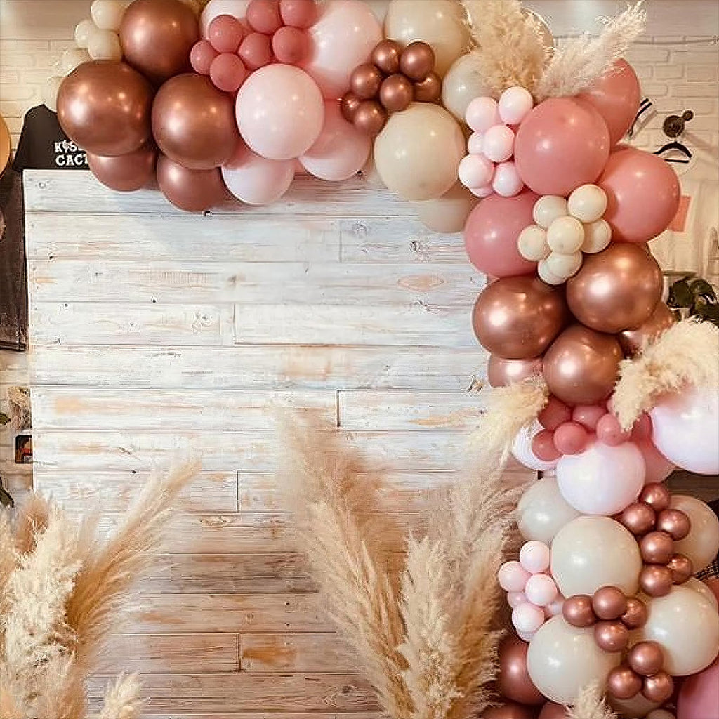 Paready Dusty Pink Boho Balloons Set – 36pc Confetti, Rose Gold & Ivory White