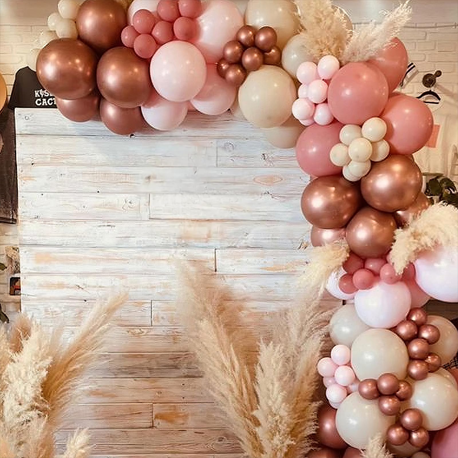 Paready Dusty Pink Boho Balloons Set – 36pc Confetti, Rose Gold & Ivory White