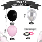 Paready Pink & Black Latex Balloons – 32 Pcs 12 Inch Set for Parties