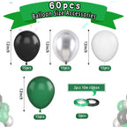 Paready Green Black Silver Balloons – 60 Pcs 12 Inch Latex Party Balloons for Video Game, Football, Birthday, Baby Shower