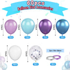 Paready Frozen Balloons - 60 Pcs 12 Inch Purple and Blue with Snow Confetti for Frozen Theme Parties