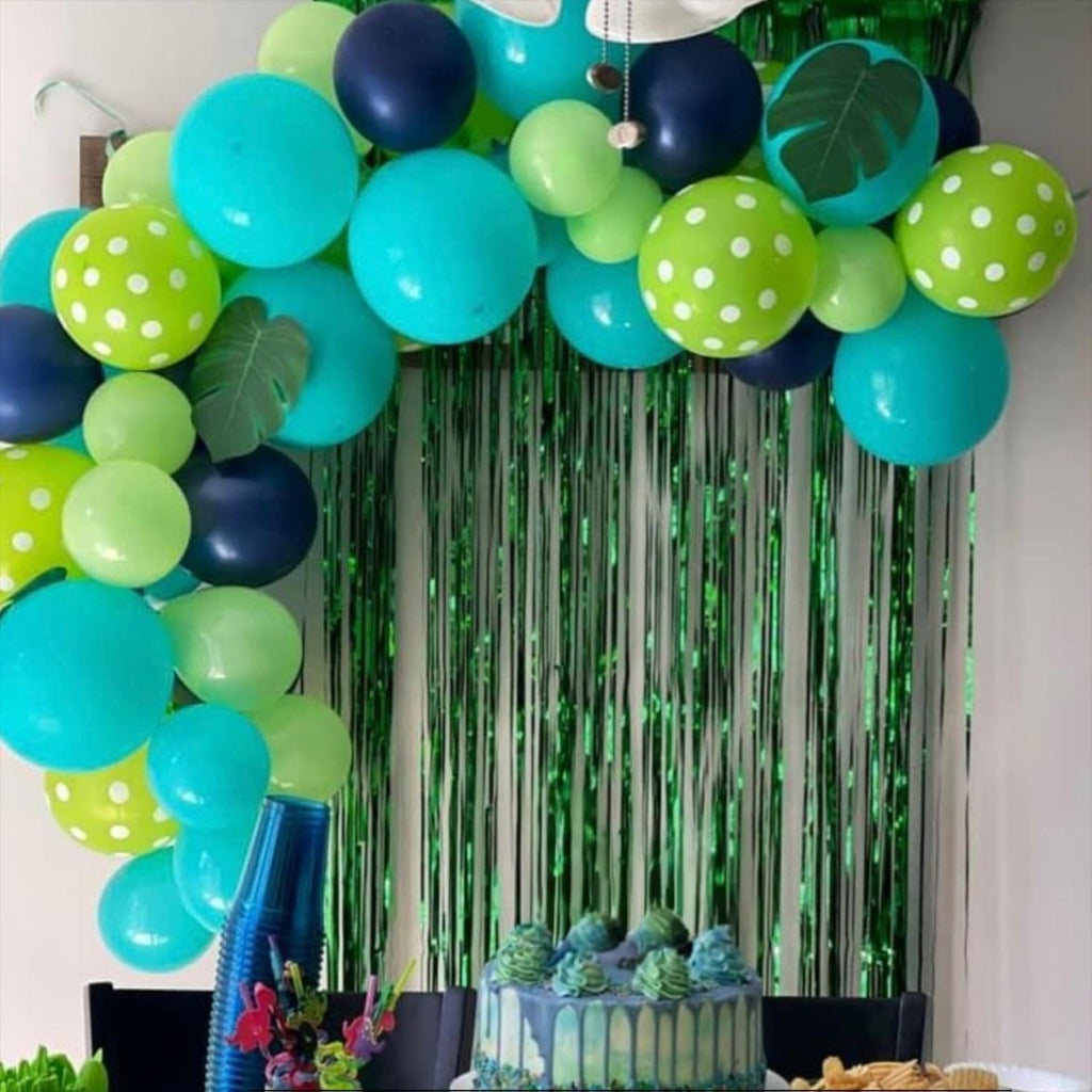 Paready Green & Blue Balloons – 60 Pcs, 12inch Latex Confetti Balloons for Jungle Dinosaur Party Decor