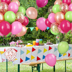 Paready Tropical Party Balloons – Green & Pink 60 Pcs 12 Inch Confetti & Rose Gold for Luau, Birthday, Baby Shower