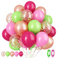Paready Tropical Party Balloons – Green & Pink 60 Pcs 12 Inch Confetti & Rose Gold for Luau, Birthday, Baby Shower