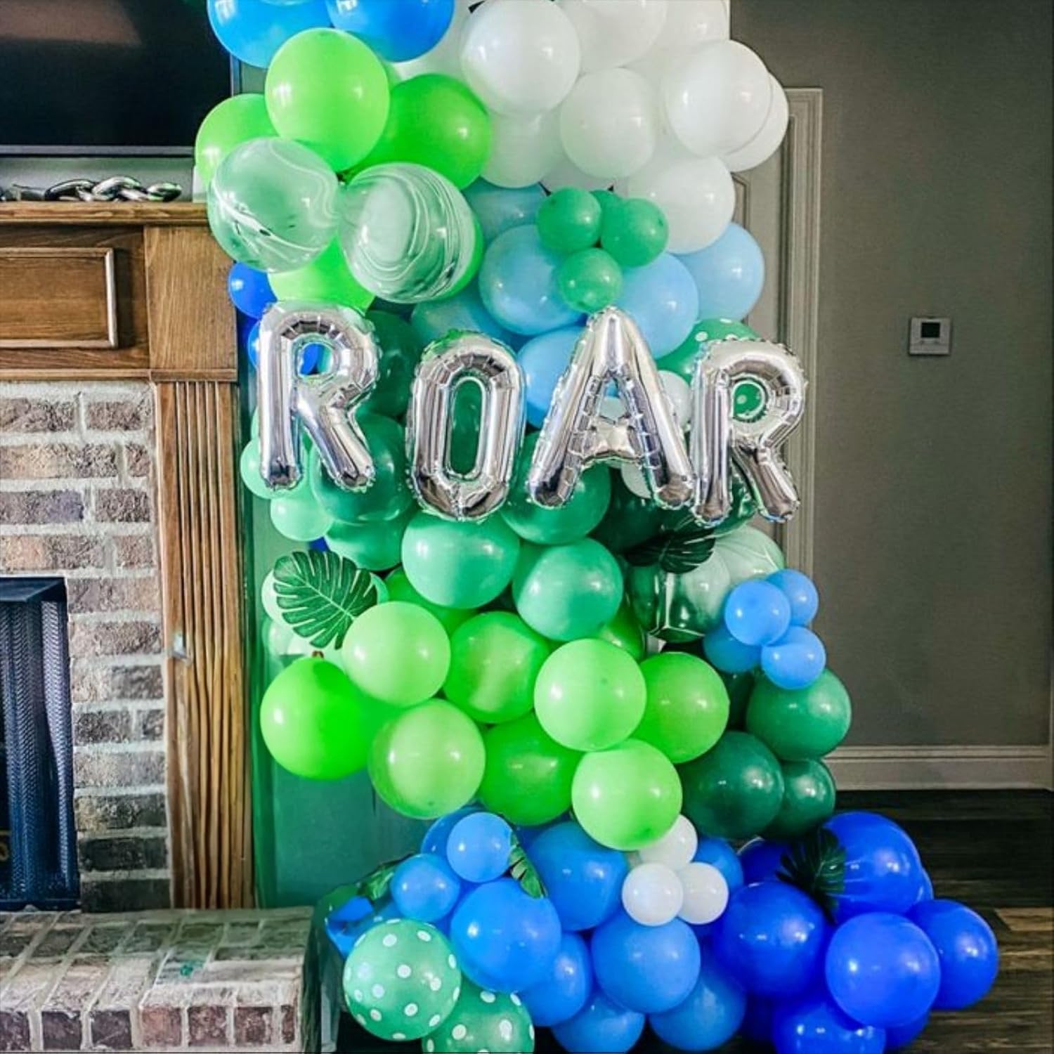 Paready Green & Blue Balloons – 60 Pcs, 12inch Latex Confetti Balloons for Jungle Dinosaur Party Decor