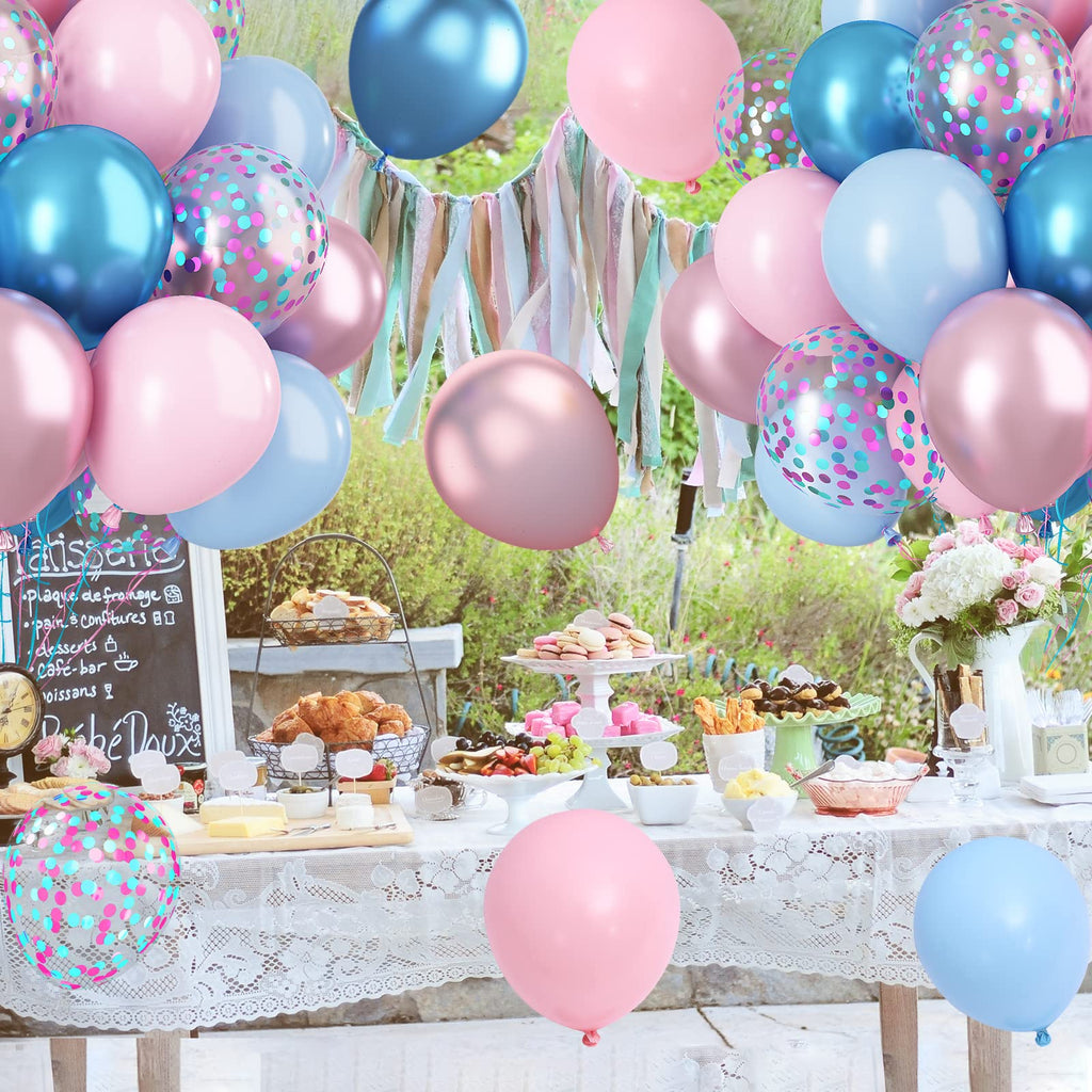 Paready Macaron Pink & Blue Balloons – 60 Pcs 12-Inch for Baby Showers, Gender Reveal & Celebrations