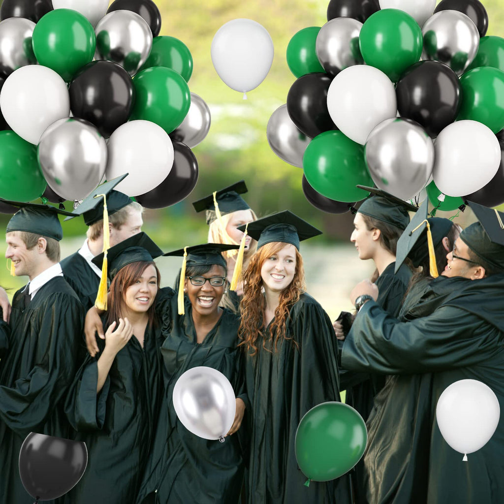 Paready Green Black Silver Balloons – 60 Pcs 12 Inch Latex Party Balloons for Video Game, Football, Birthday, Baby Shower