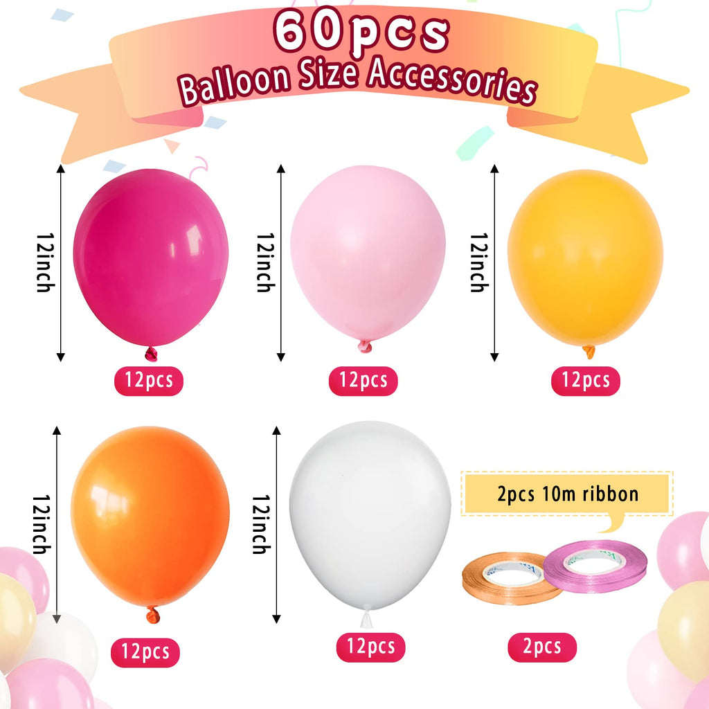 Paready Pink & Orange Latex Balloons – 62 Pcs, 12in Autumn Party Decor