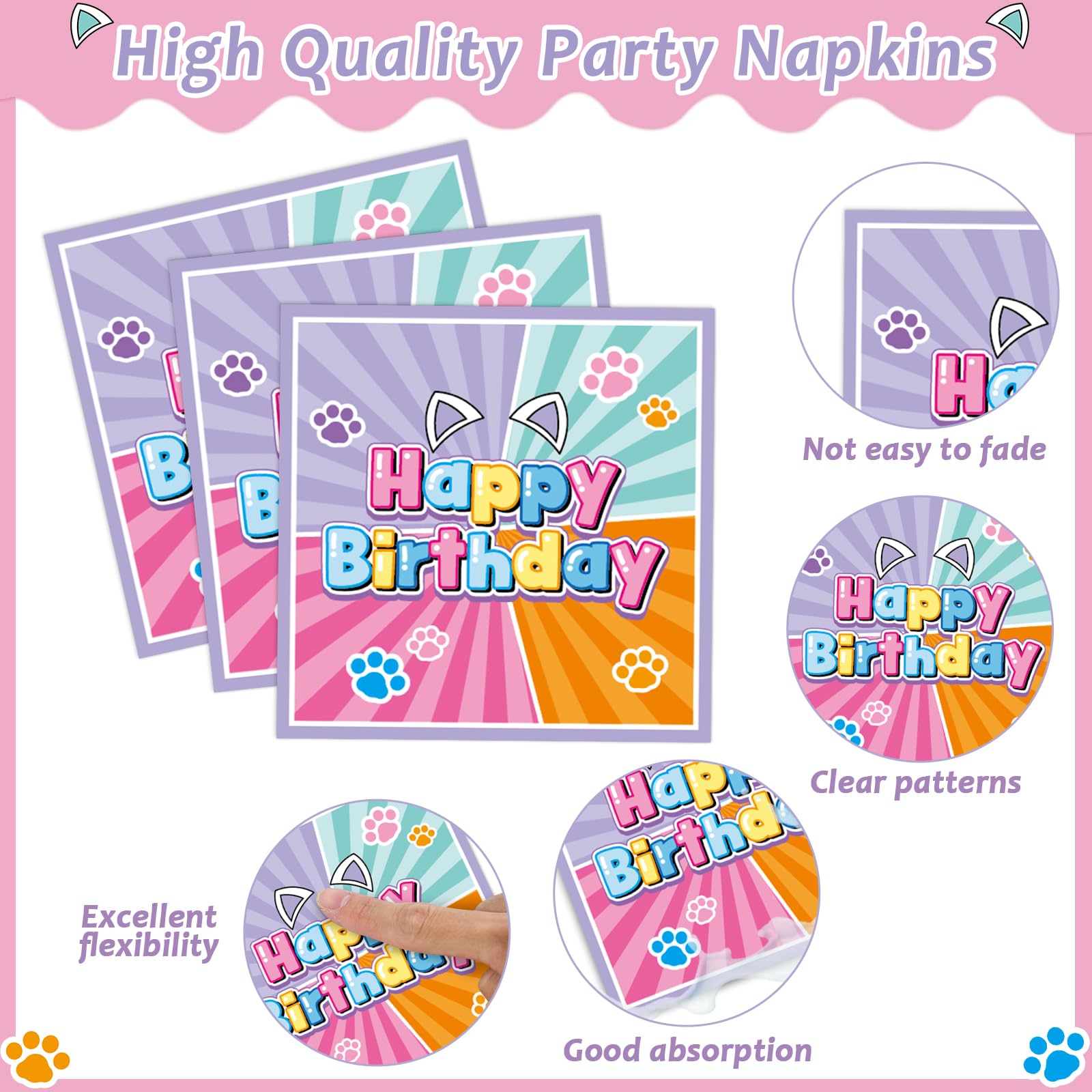 Pargreeff 96 PCS Super Cat Birthday Party Plates Napkins Forks Set