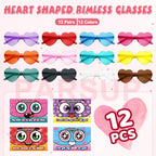 PARSUP 12-Pack Valentine Cards with Heart Glasses – Kids Party Favors & Classroom Gifts