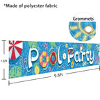 Partico Pool Party Banner – Summer Hawaiian Outdoor Decor, 118 x 20 in