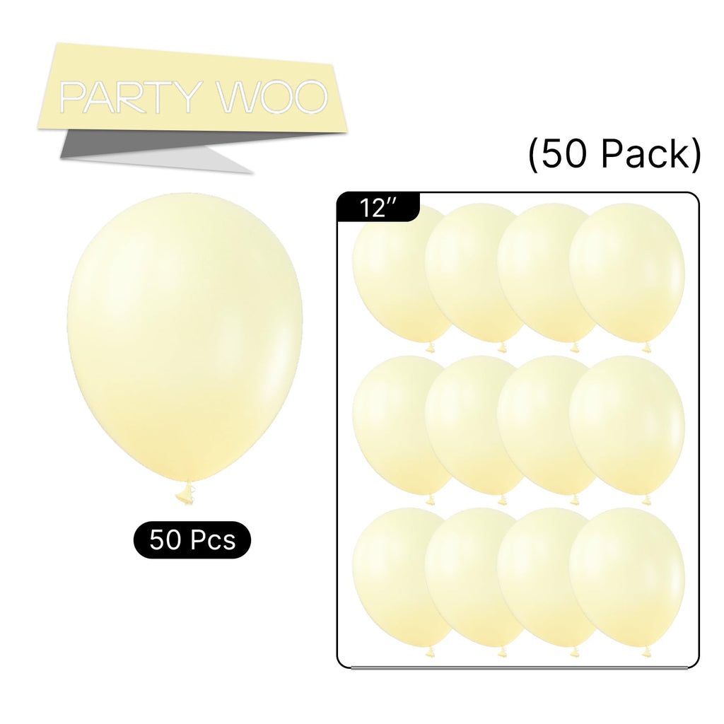 PartyWoo Pastel Yellow Balloons 50 Pcs - 12 Inch Latex Party Decor for Graduation, Baby Shower & More