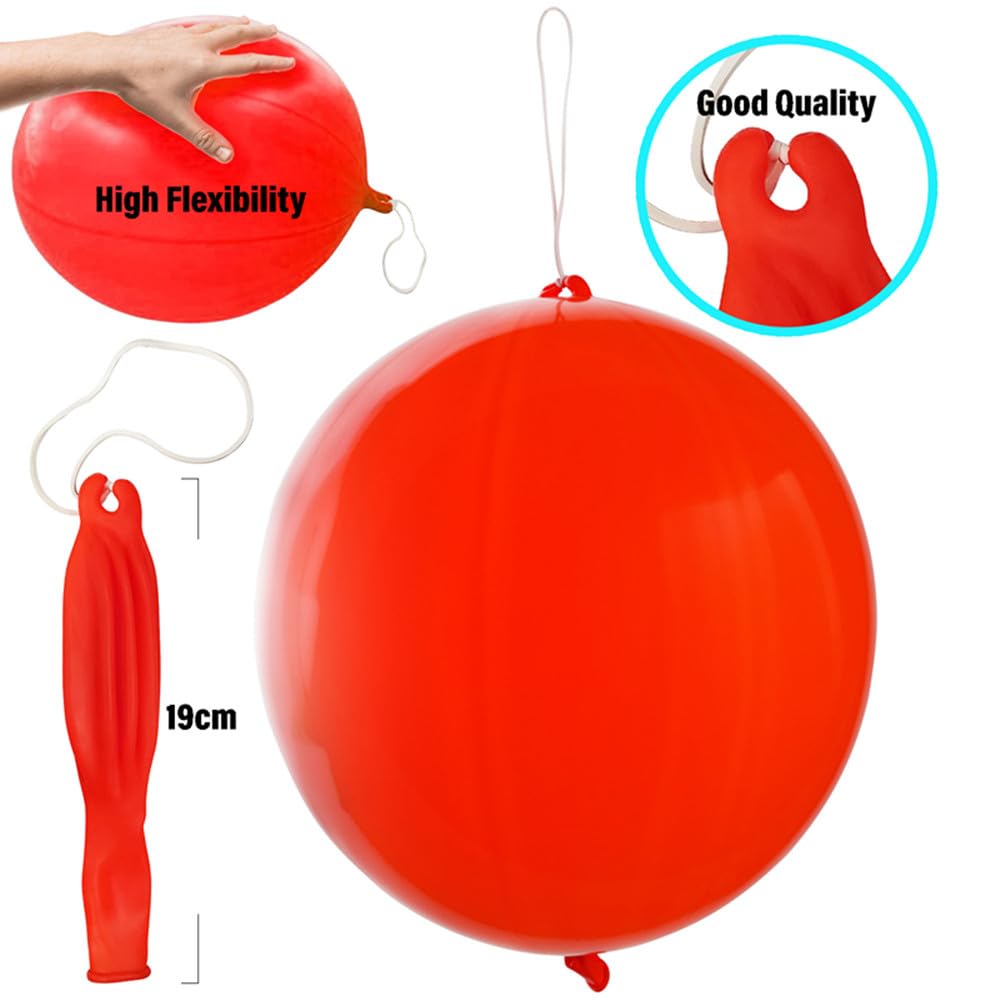 Party Dragon 30Pcs Premium 18in Punch Balloons with Rubber Bands – 12 Colors, Odorless