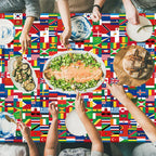Party Greeting 3-Piece International Flags Tablecloth Set | World Flag Disposable Table Covers