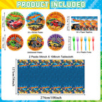 98 Pcs Race Car Party Supplies – 24 Guests Tableware Set | Party Greeting