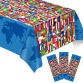 Party Greeting 3-Piece International Flags Tablecloth Set | World Flag Disposable Table Covers
