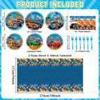 Party Greeting 98 Pcs Race Car Party Supplies – Checkered Tableware Set for 24 Guests