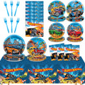 Party Greeting 98 Pcs Race Car Party Supplies – Checkered Tableware Set for 24 Guests