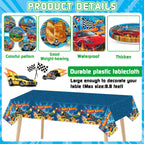 Party Greeting 98 Pcs Race Car Party Supplies – Checkered Tableware Set for 24 Guests