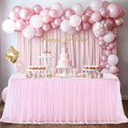 Party Talk Pink Tulle Tablecloth & Skirt for 6ft Tables | Easy Fit & Double-Ruffle